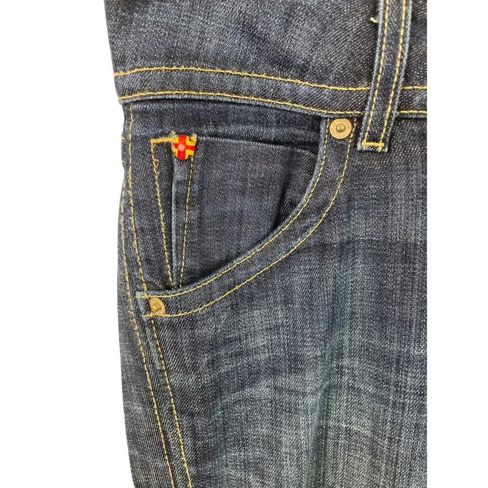 Hudson Women’s Size 27 Beth Baby Boot Cut Blue Flap Back Pocket Blue Denim Jeans - Picture 4 of 9